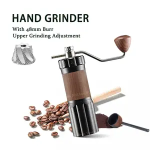 Manual Coffee Grinder Hand Coffee Mill With 48mm Conical Ghost Teeth Burr Upper Grinding Adjustment Cafe Tools - High Nitrogen Steel Black and Wood color 200007763:201336100