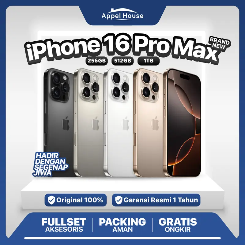 (AppelHouse x Robibois) iPhone 16 Pro Max 256GB 512GB 1TB New Garansi Resmi Indo GDN TAM 0