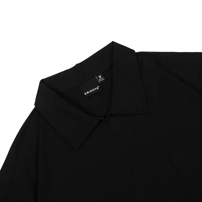 SMOOTH BASIC Lisse Series Oversized Boxy Polo Pocket In Black 2