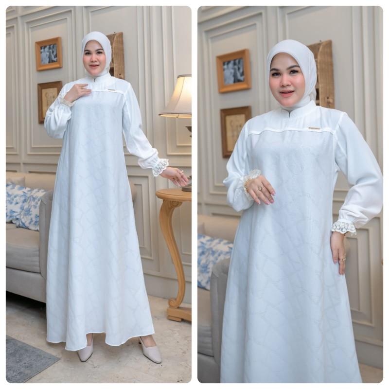 Product Introduction of Zahra Dress jetblack premium original by saideofficial / pakaian dress gamis muslim wanita Hitam Polos Kantong Lembut Mutiara Outer Semi Panjang Mewah Kancing Maxi Pesta Kancing 5