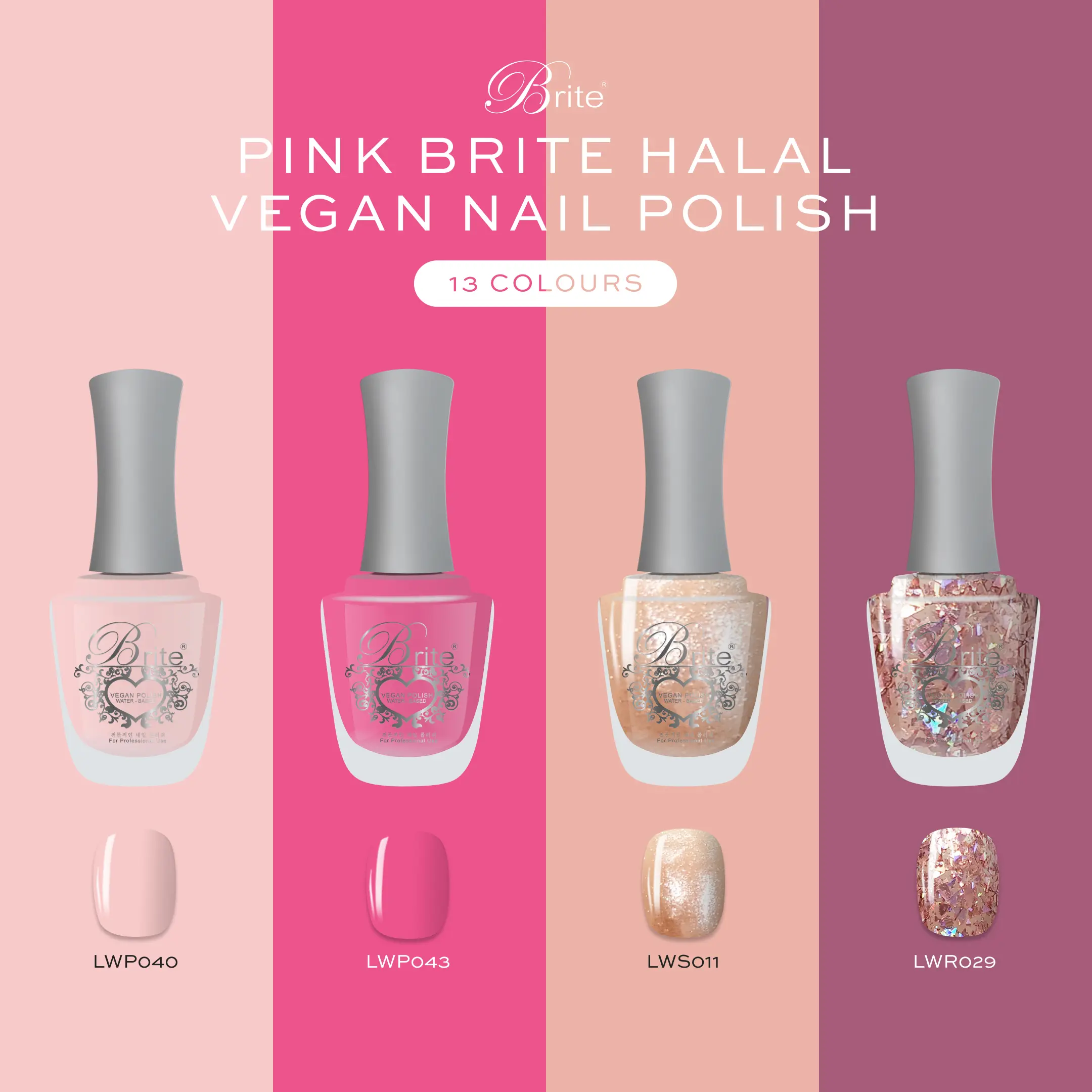 Brite Halal Vegan Nail Polish (Pink Series)