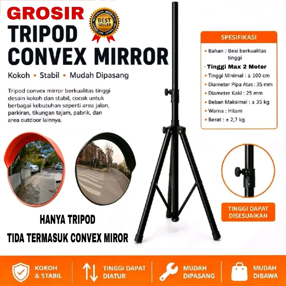 Tripod Convex Mirror Tinggi Max 2 Meter Kokoh,Mudah di pasang