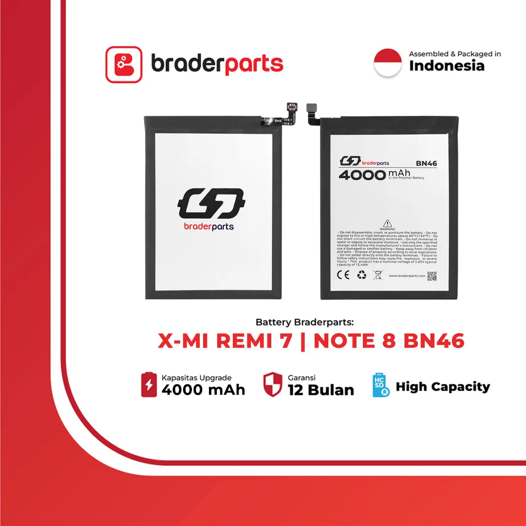BraderParts Baterai Battery Batre BN46 Fits With Xiaomi Redmi 7 | Note 8