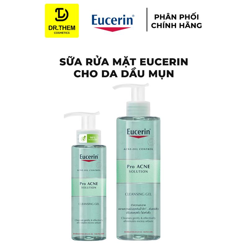 Sữa Rửa Mặt Eucerin Cho Da Dầu Mụn - Eucerin Pro ACNE Solution Cleansing Gel 200ml và 400ml Proacne