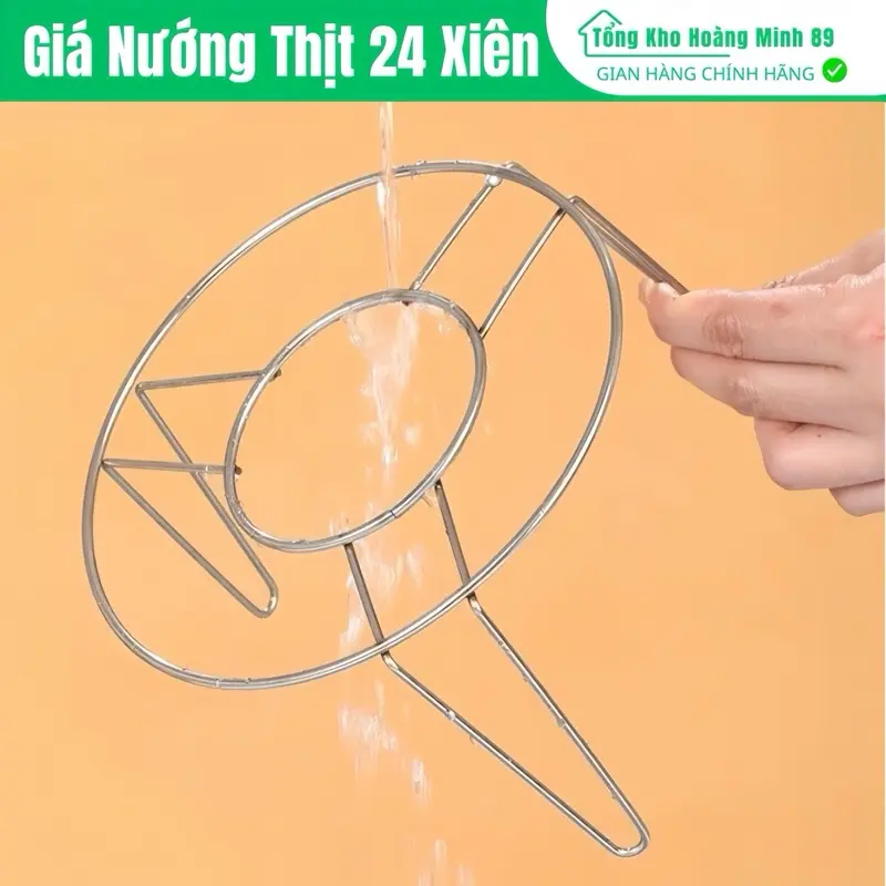 Vỉ Nướng Thịt giá nướng thịt 24 xiên cho nồi chiên không dầu giá nướng thịt chuyên dụng vỉ giá làm thịt nướng BBQ giá xiên chống rỉ size 16cm [Tặng 50 khay Thấm Dầu] 7