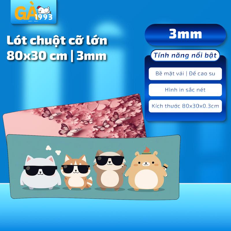 Lót Chuột Phím Tắt 80x30 cm dày 3mm Số Lượng Lớn Lót Chuột Cở Lớn được bo viền chỉ chắc chắn lót bàn phù hợp văn phòng và gaming lót laptop