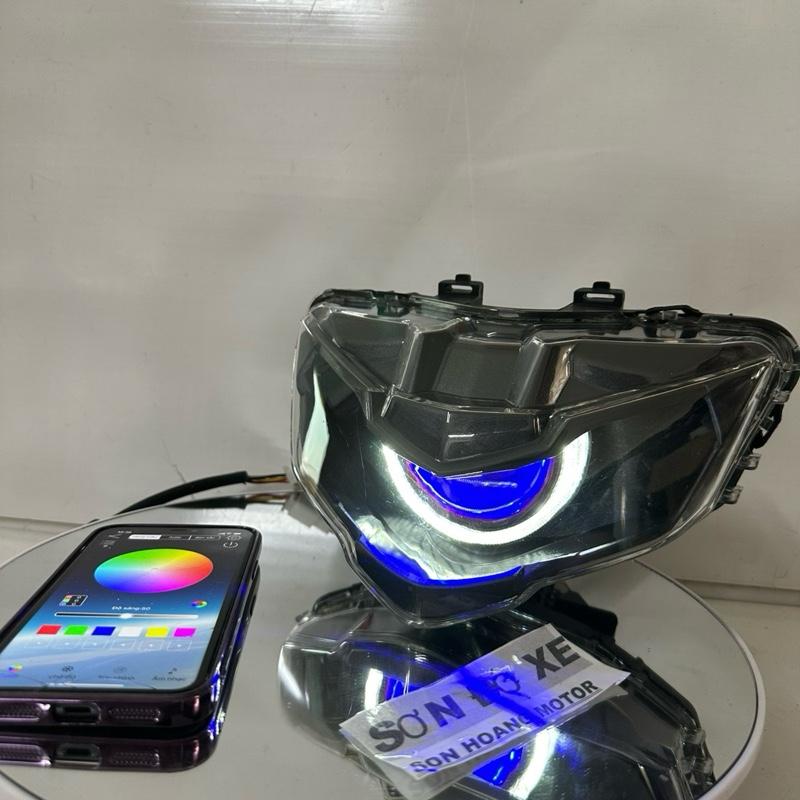  Pha Đèn  Bi Cầu Exciter 150cc 2019-2024 Độ Sẵn Bi 3.0 70W  Mắt Quỷ App + Vòng 3D Trắng Lắp Đặt Dễ Dàng   Bảo Hành 24 Tháng   