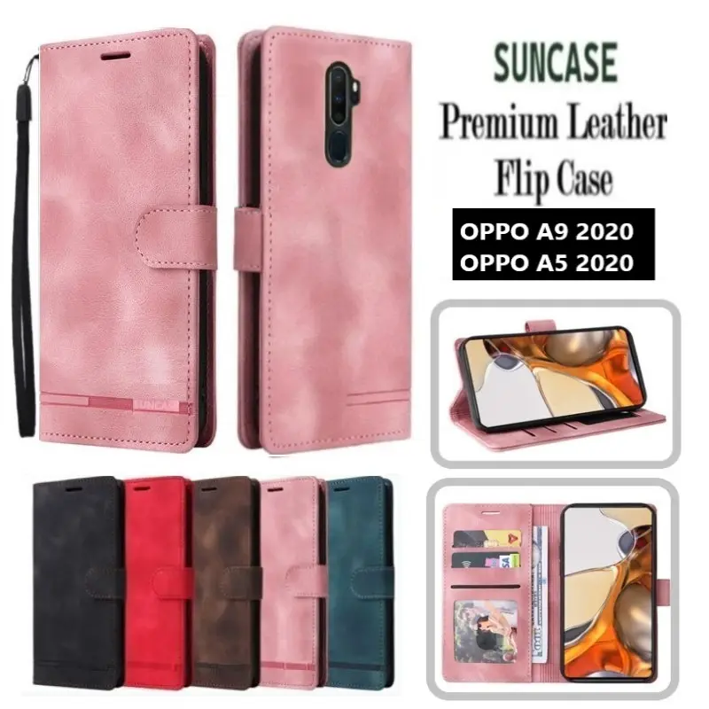 Case untuk OPPO A9 2020 / A5 2020 model flip buka tutup case standing ada tempat foto dan kartu juga tali hp flip cover 0