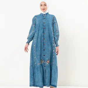 Elora Gamis Denim Bordir Mewah Dress Pesta Kondangan Elegant Dress Busui Friendly Wudhu friendly Wanita Gaun bisa dicuci dengan mesin ⁠black Casual suncrepe super elegan tile Terbaru set Atasan semi-karet Remaja aisyah kalcer tali Cantik baju lamaran Musl