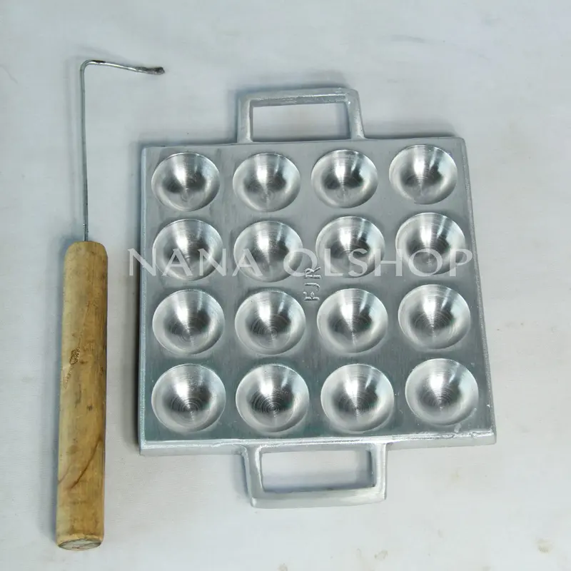 Cetakan Kue Takoyaki mini 16 Lubang/Cetakan Takoyaki Bola Telur Puyuh Goreng Bulat Isi 16 Lubang aluminium kitchenware 0