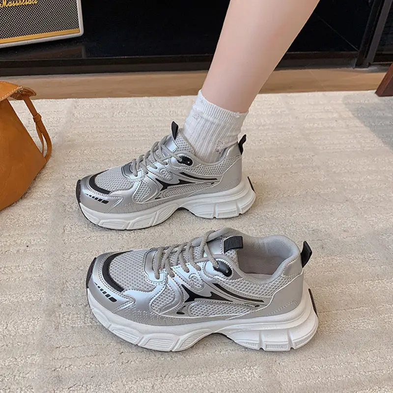 Zapatillas de tenis casuales de suela gruesa para mujer, zapatillas de tenis transpirables y cómodas, adecuadas para caminar, correr y otras ocasiones de ocio. - Foto 5