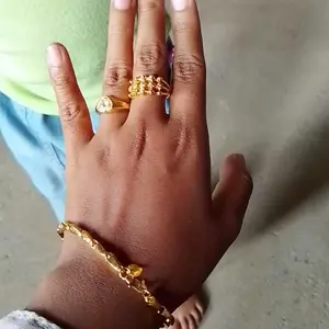 set perhiasan titanium gelang free cincin motif padi dilapisi emas 24k original anti luntur dan karat