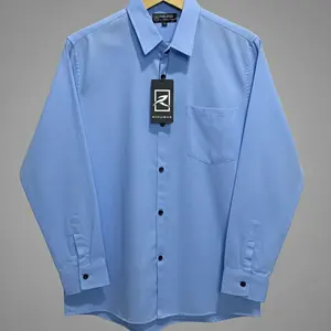 Kemeja biru muda pria lengan panjang oxford - RIEKLAMBIE Baju Dewasa Katun Slimfit Kerah
