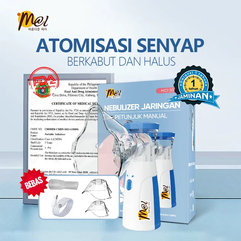 MCI Nebulizer Portabel Mesh Alat Uap Bantu Pernafasan Asma Inhalasi/ alat Nebulizer Anak / Inhaler Asma / Cocok untuk Anak-anak dan Dewasa