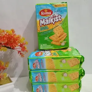 Roma Malkist Kelapa Kopyor paket 4pcs @ 213g biskuit malkist dengan Malt & vitamin B1 B2 B6 B12 snack teh hijau poci glory ichi tan