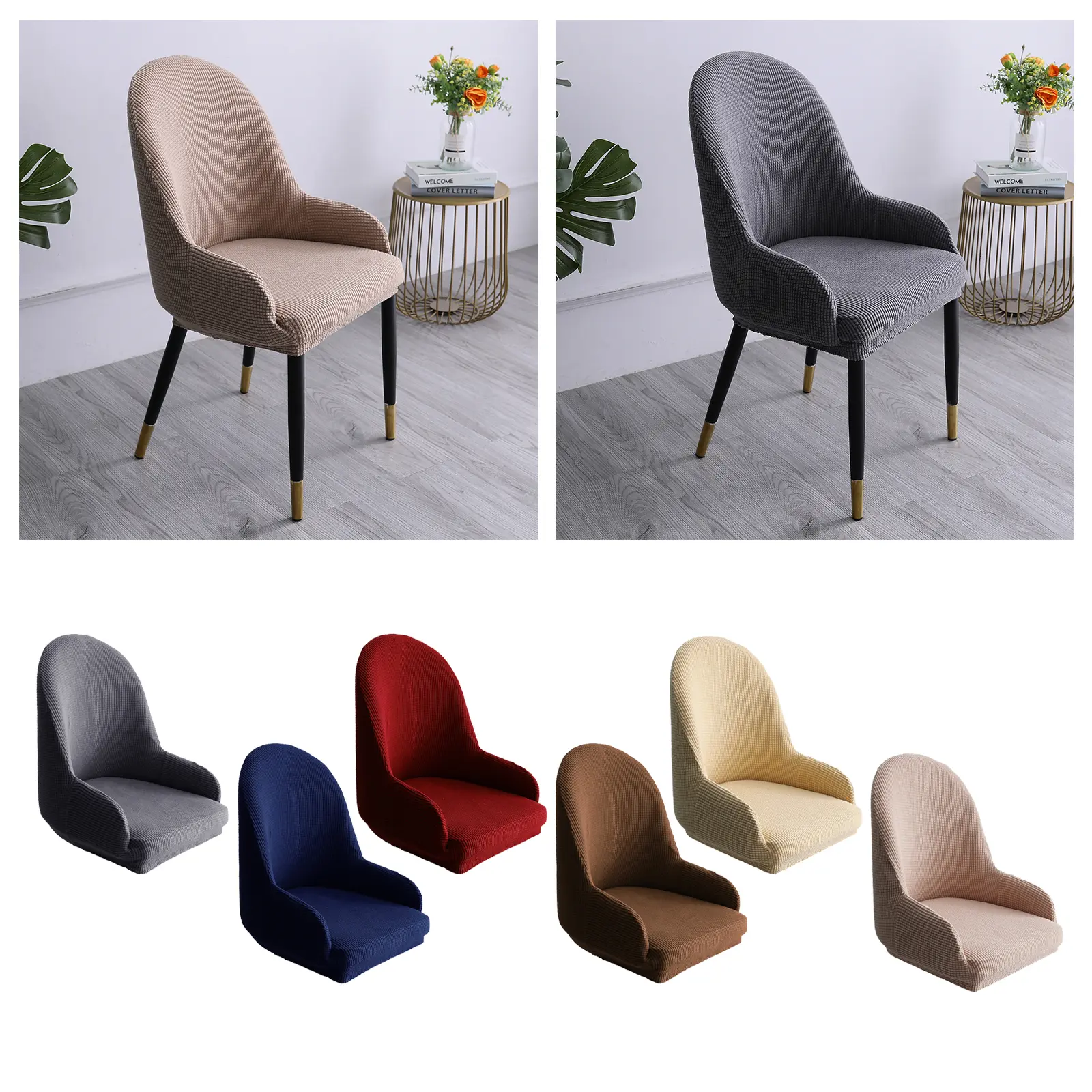 Polyester Stretch Wingback Chair Cover Slipcover, Reusable Arm Chair Protector Cover for Dining Room Banquet Home Decor, Machine or Hand Washable