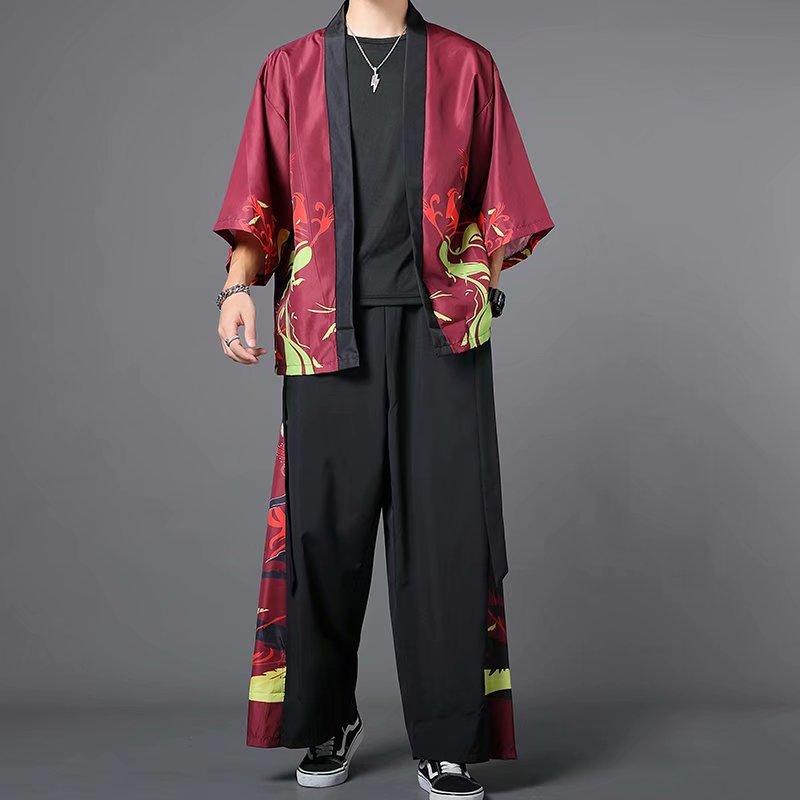 Product Introduction of Shirt three-piece set, summer casual sunscreen half-sleeve old-fashioned shirt set, unisex Menswear Overalls 21