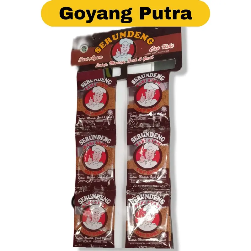SERUNDENG Kelapa asli PAKET USAHA CAP KOKI (5RENCENG=50pcs) kemasan 1 renceng 10 pcs- Makanan Praktis Snack Food siap saji rasa sari Ayam 0