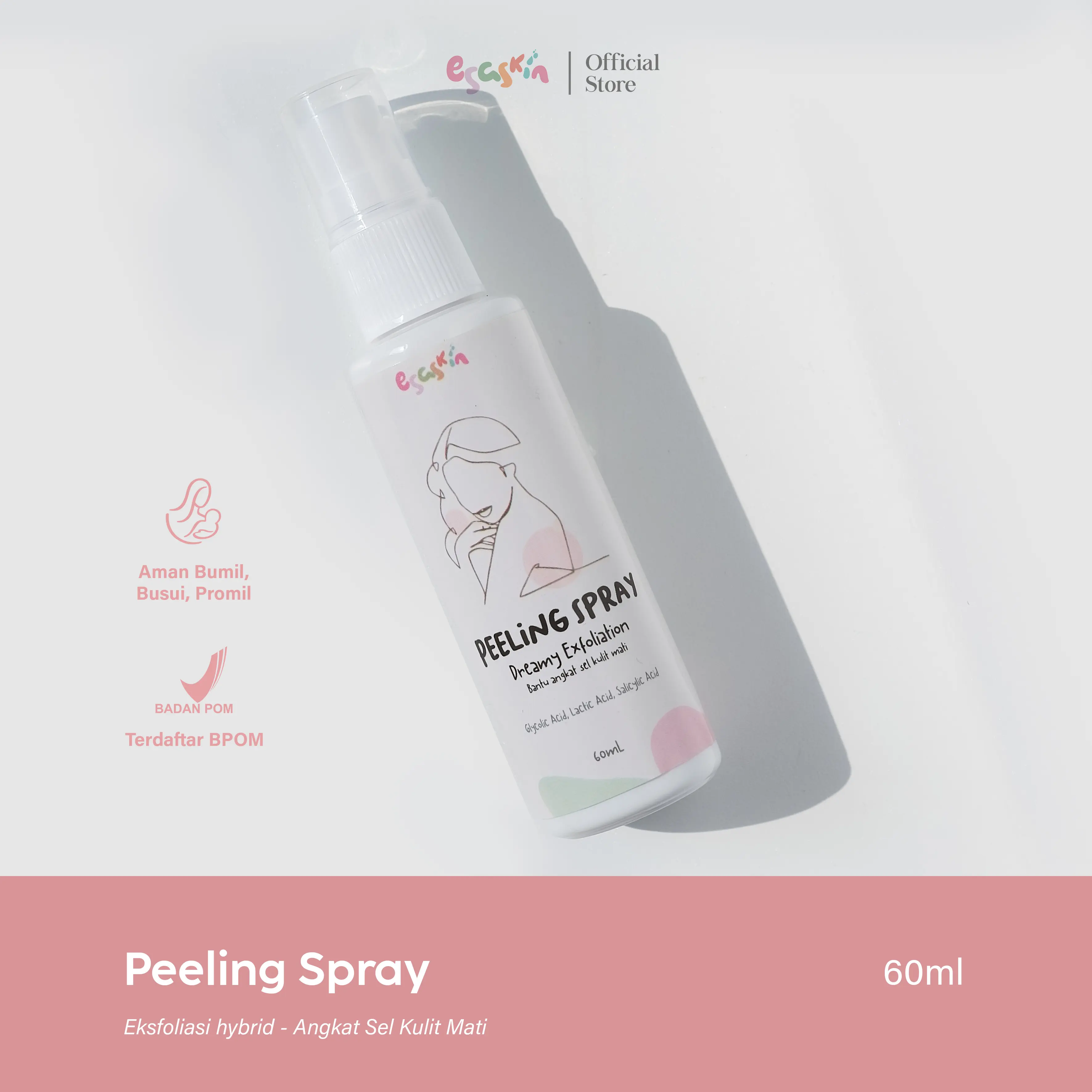 ESASKIN Peeling Spray - Angkat Daki Eksfoliasi Pemula Perontok Kotoran Exfoliating Exfoliasi Mencerahkan Melembutkan