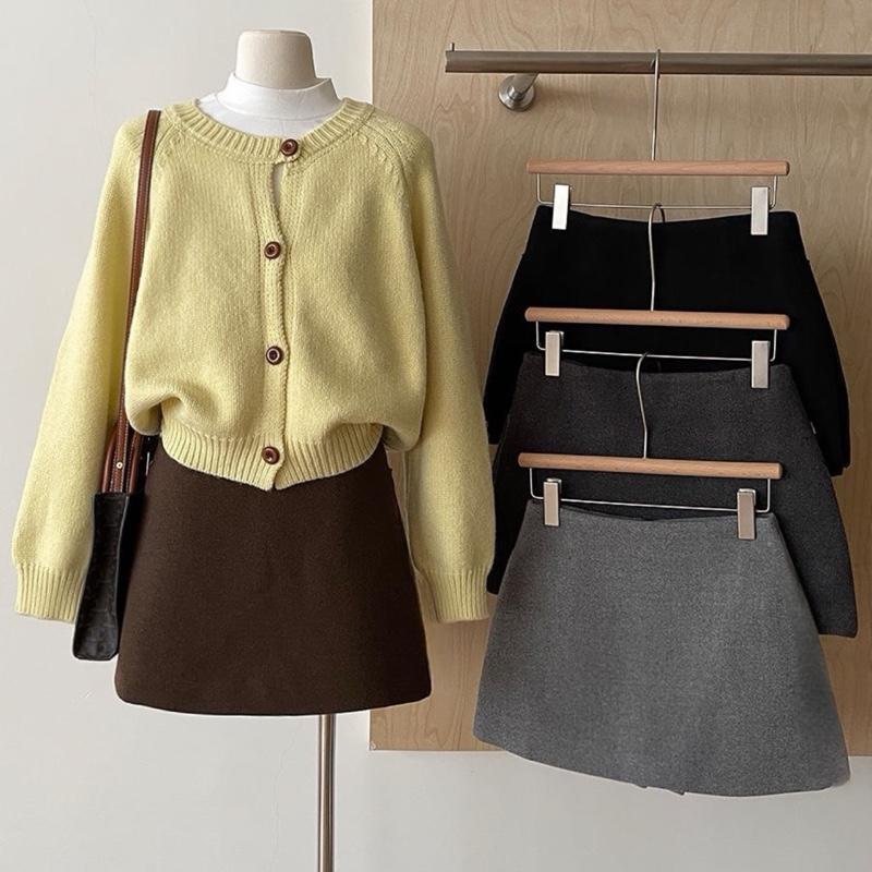  Chân Váy Dạ Ép Dáng A Cạp Cao Có Quần Bảo Hộ Dài 35cm  Dạ Ép Dày Vừa  