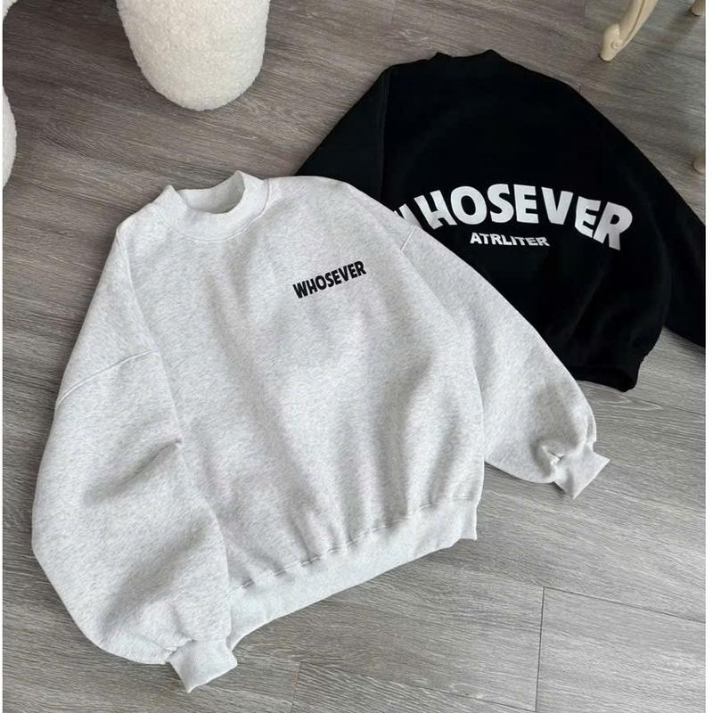  WHOSEVER Áo Nỉ Nữ Sweater Nỉ Tàu Trần Bông Mỏng Nhẹ Form Rộng Dài Tay Hot Trend Mẫu Mới 2025 Chất Liệu Thoải Mái Phù Hợp Xu Hướng Thời Trang Mới 