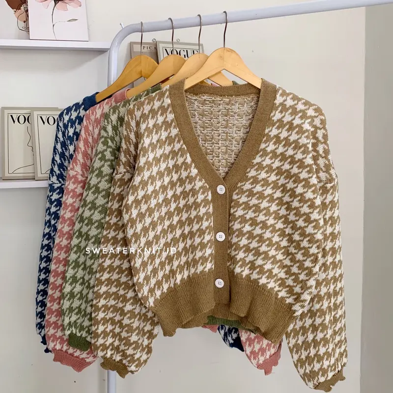 [COD] AURYN CARDIGAN - Outer Rajut Houndstooth Simple Daily Knitwear Wanita Kekinian by Sweaterknit.id 5