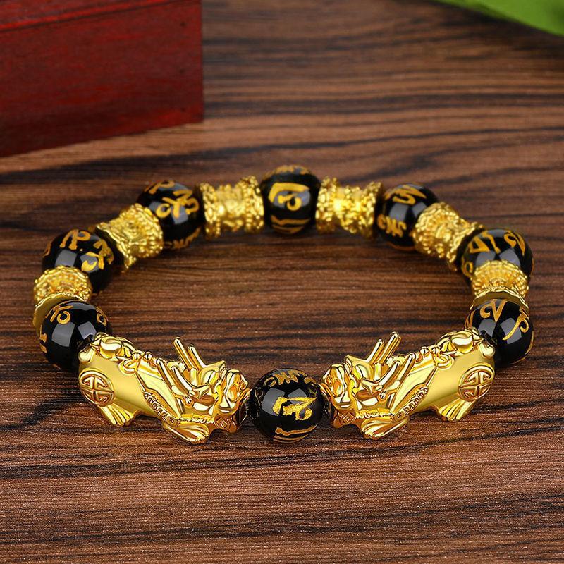 Vòng Tay Obsidian Feng Shui Piyao, Phong Cách Trung Quốc, Vòng Tay Charm Giàu Có Và May Mắn, Sáu Từ Và Giàu Có, Thích Hợp Cho Nam Và Nữ, Dây Đeo Tay PiXiu, Mang Lại May Mắn, Phụ Kiện Trang Sức 0