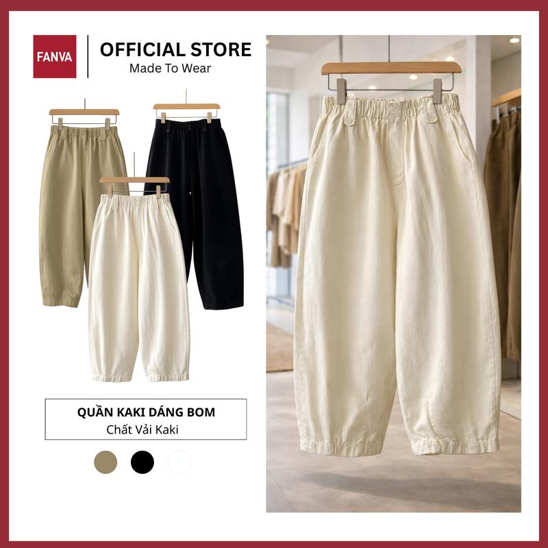 Quần Kaki Bom Rộng, Lưng Chun, 3 màu, đứng Form, thoải mái, dễ mặc