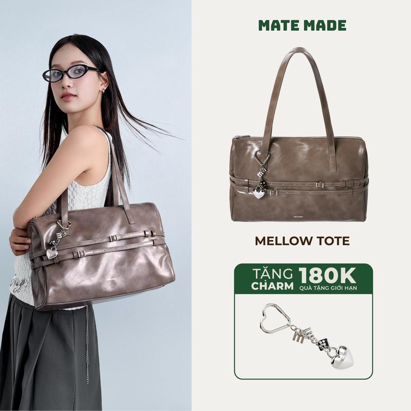   KOL REVIEW  Túi Tote Mellow MATE MADE - Dáng Vuông Tặng Kèm Charm - Size Lớn Phù Hợp Đi Làm & Đi Học 