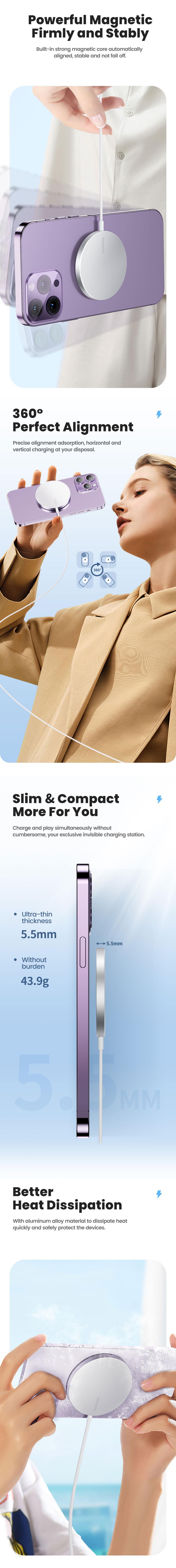 Product Introduction of Toocki 15W Magnetic Wireless Charger For iPhone 14 QI Fast Wireless Charging Pad For iPhone 13 12 Ultra Thin 5.5mm Phone Charger 2