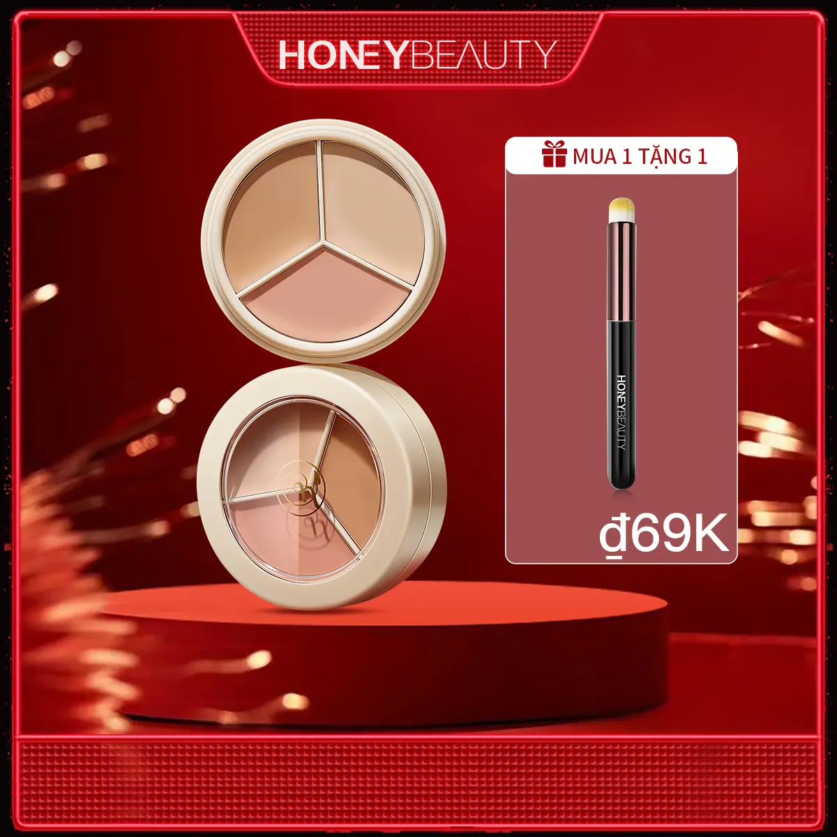 [COD] Kem Che Khuyết Điểm, HONEY BEAUTY, Không Thấm Nước, Ba Màu, Thích Hợp Che Sẹo Mặt, Mụn Trứng Cá Và Quầng Thâm, 4.5g