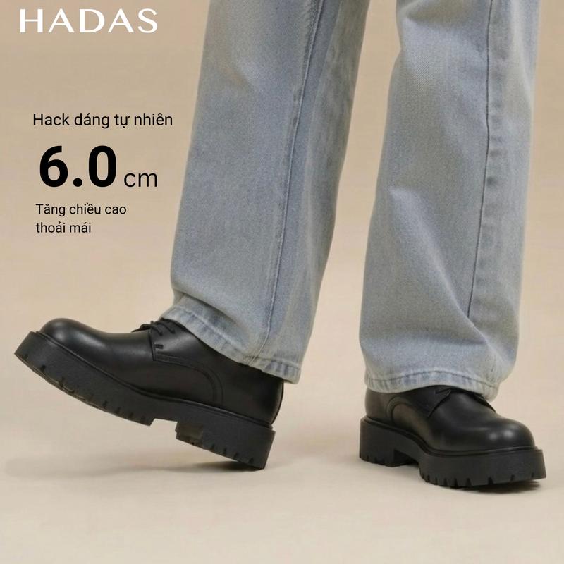 Giày Derby nam công sở cao cấp Da Kim chống nhăn đế khâu cao 6cm bảo hành 12 tháng