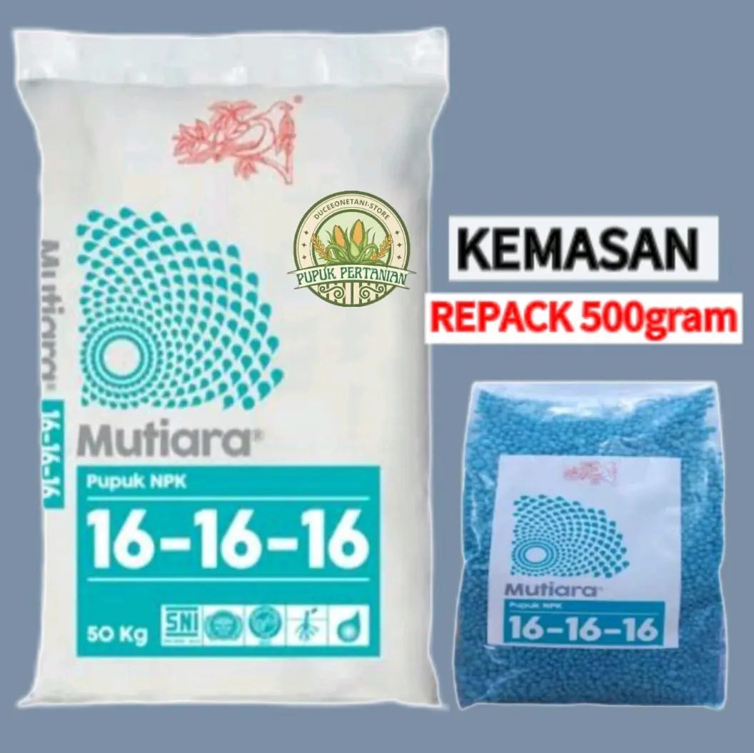 Pupuk Mutiara NPK 16-16-16 Kemasan Repack 500.gram Asli Original 100% untuk Tanaman