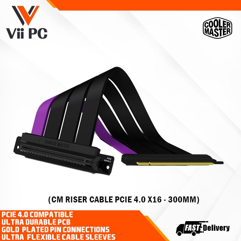 Cooler Master Câble Riser PCIe 4.0 X16 300 Mm V2 Blanc – Ultra-Flexible, Blindage EMI, Pour Montage Vertical GPU