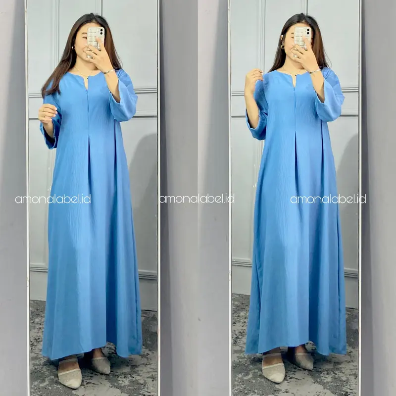 Daster Busui Friendly Crinkle Airflow Dress Wanita Tangan 3/4 Cantik Nyaman Panjang 2