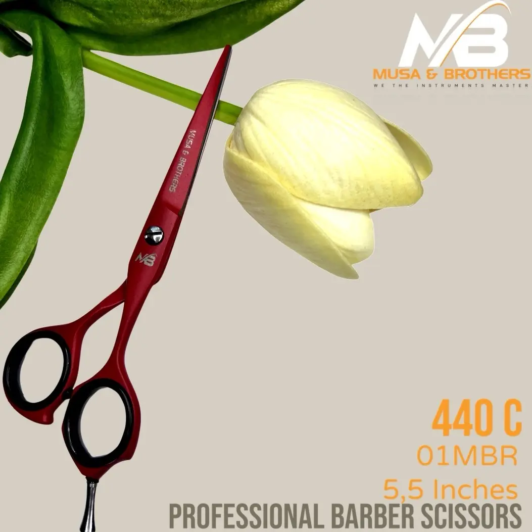 [ Made in Pakistan] Gunting rambut salon/ barber 5,5 inches Merah, Currant Red. Professional barber scissors