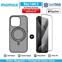 Gambar [BUY 1 GET 2] Momax Case for iPhone 16 Pro Max Magsafe Ring Stand + Tempered Glass Clear Anti Gores - Black,Clear, 16 Pro dari Momax Indonesia Kota Administrasi Jakarta Barat 1 Tokopedia