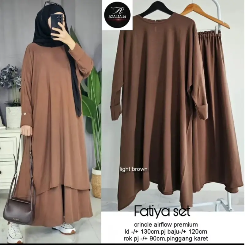 FATIYA LONG SET ROK LD 110 & LD 130 JUMBO ONE SET TUNIK CRINGKEL AIRFLOW