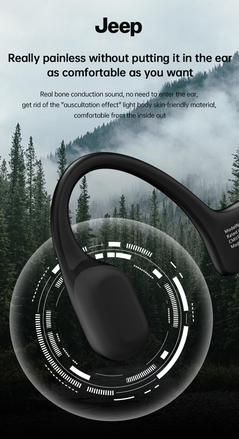 Jeep EC006 Bone Conduction Wireless Earphones HiFi Sound Quality Low Latency Bluetooth Headphones Long Standby IPX5 Waterproof Sports Headset