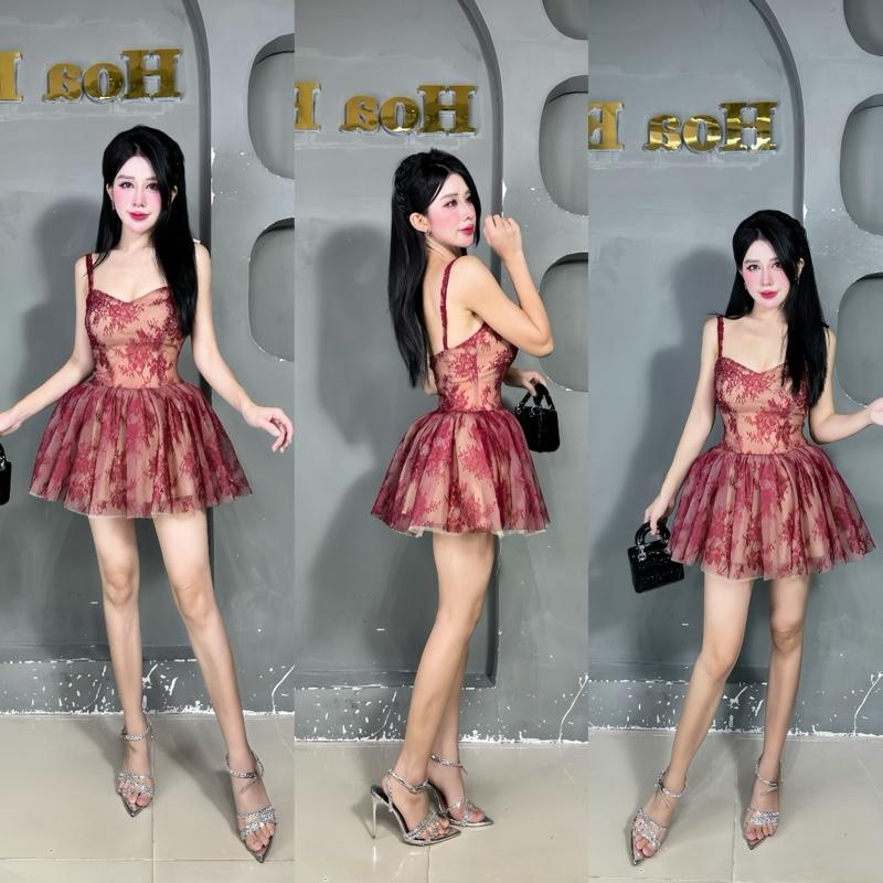 Hoa Enlly- Đầm ren xoè công chúa 2 dây cổ V cực kì sang chảnh. Tùng váy gồm 5 lớp lưới ren lót lụa xoè phồng to rất là xinh có quần bảo hộ bên trong không sợ ngắn đâu ạ. Phần thân trên lót 2 lớp nude tiệp màu da sexy gợi cảm nhưng không bị quá mỏng váy c