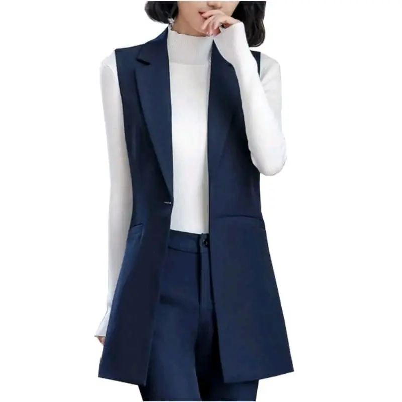 vest blazer wanita - pocket blazer panjang - rompi panjang wanita - pocket long coat wanita - blazer wanita - jas panjang wanita tanpa lengan 4