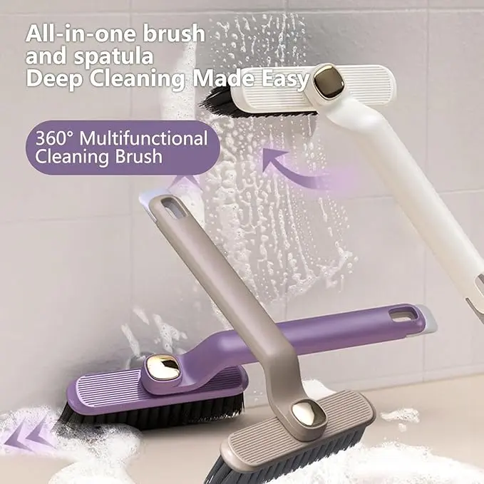 Multi-Function Rotating Crevice Cleaning Brush 360°Rotating Cleaning Brush Hard Crevice Cleaning Brush Gap Cleaning Brush for Window Bathroom Kitchen Long Handle Brush Bathroom