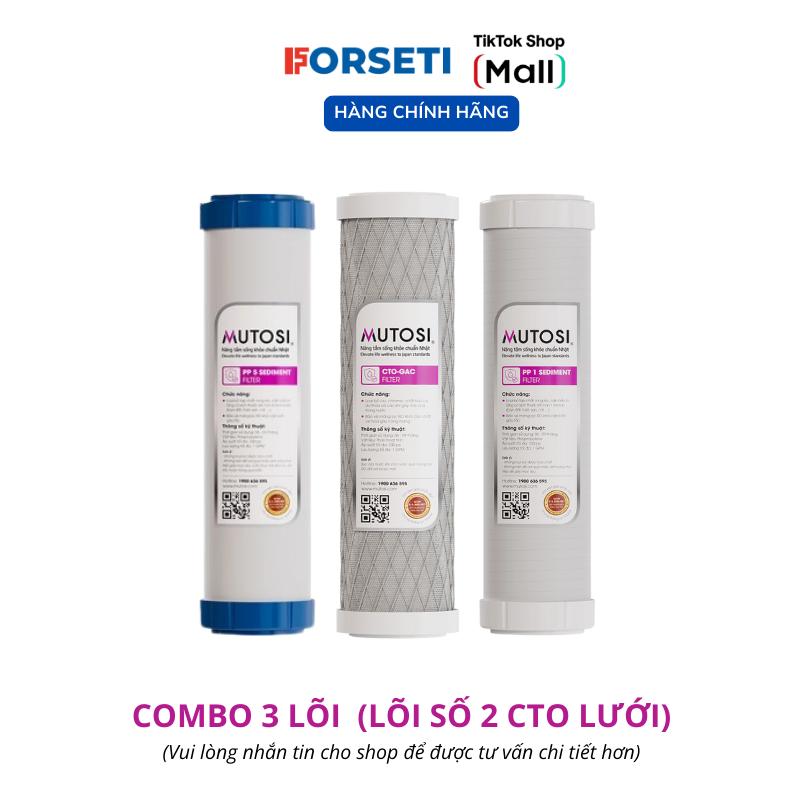 Mutosi Combo 3 Lõi Lọc 123 Mutosi với lõi 2 CTO Lưới Dạng Than Nén Cho Máy Lọc Nước RO Sunhouse Kangaroo Karofi Hoà Phát