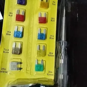 Set Mini Fuse Sekring 10 PCS Mobil Set Alat Penguji Tester Multifungsi Set Auto Plug In Fuse Tester 3-30AMP Berkualitas