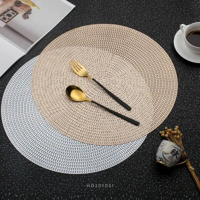 TATAKAN PIRING MEJA MAKAN PLACEMAT BULAT ESTETIK MEWAH PVC HIGH QUALITY 3