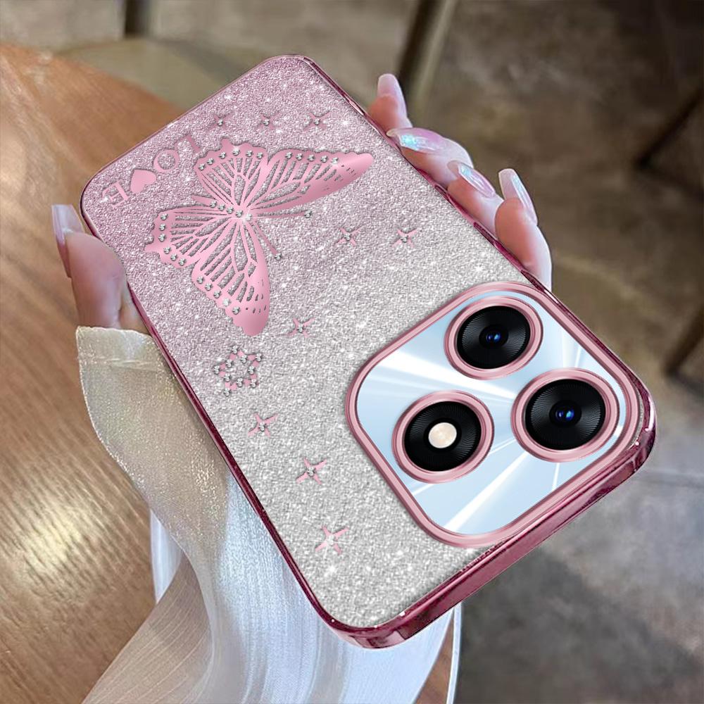 เคสโทรศัพท์, สำหรับ Tecno Spark 10 / Spark 10C / KI5k / KI5q, ชุบด้วยไฟฟ้าแบบนิ่ม, พร้อมคริสตัลและกร