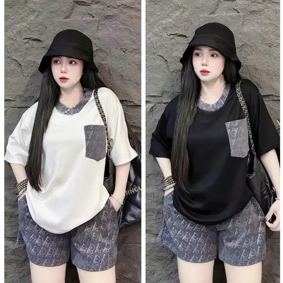 Set bộ quần áo thun mix quần short đùi dày đẹp hoạ tiết sắc nét