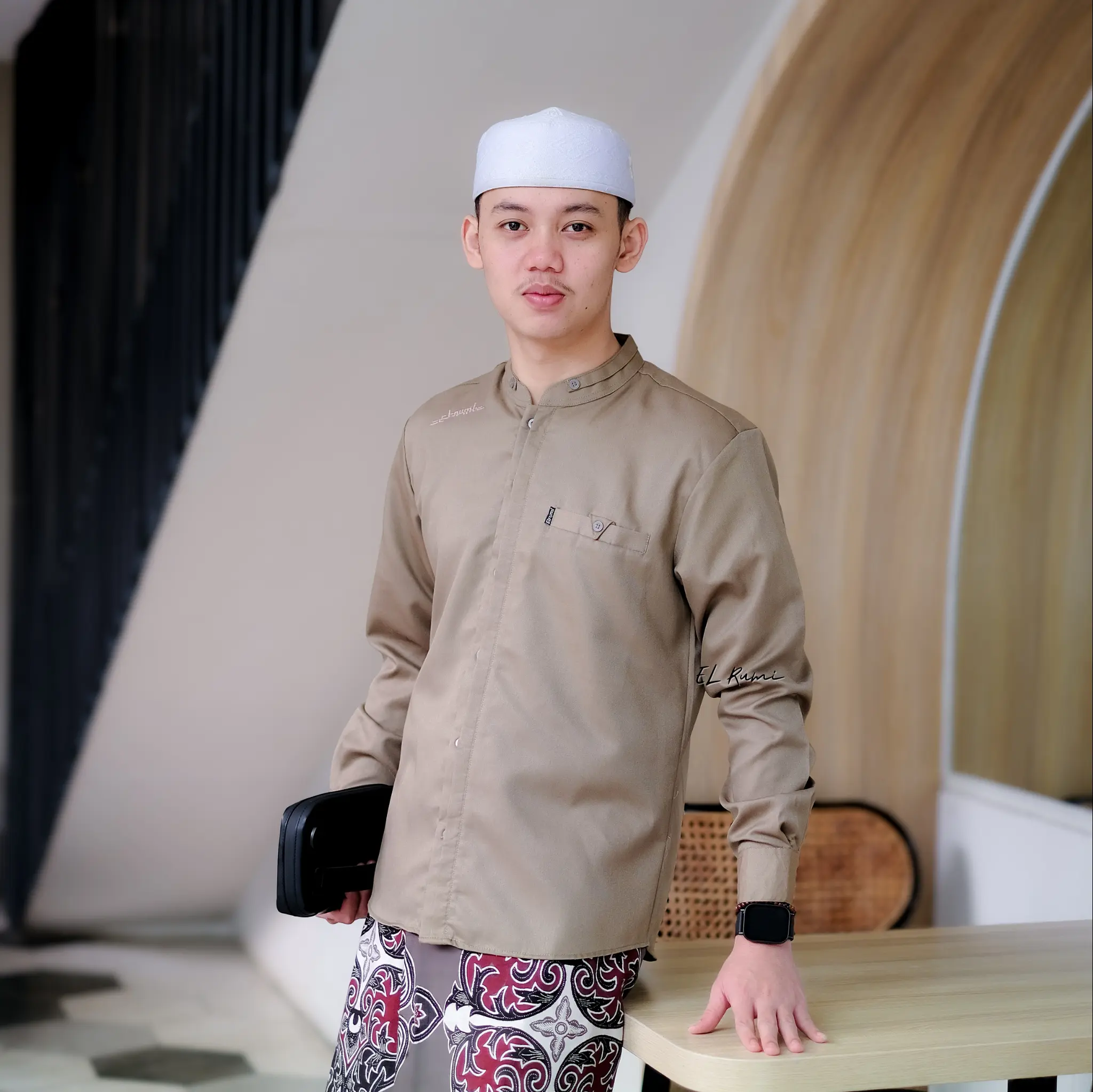 Baju Koko Pria Lengan Panjang ElRumi Motif Antassena Katun Muslim Dewasa Atasan - Kurta