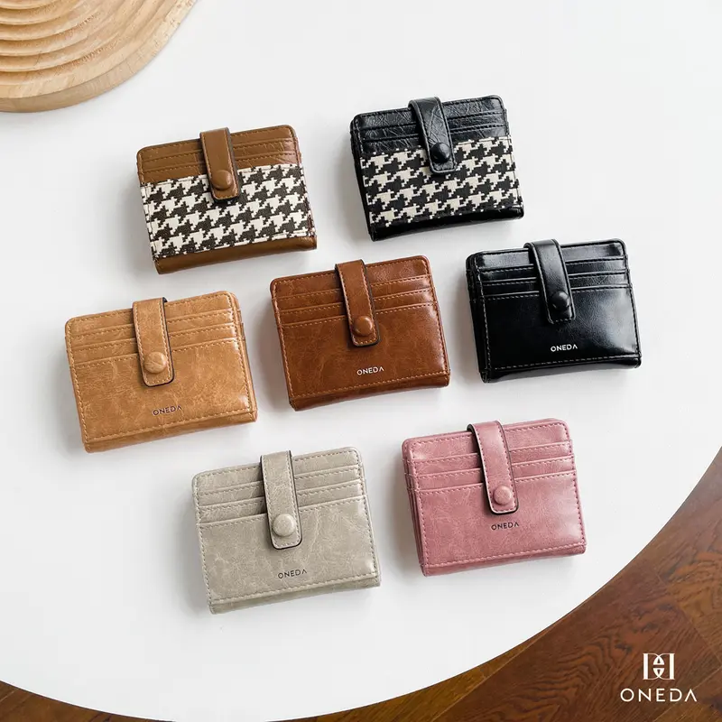 Oneda Liora Dompet Lipat Kartu Pria Wanita #W211 Pink Uang 4