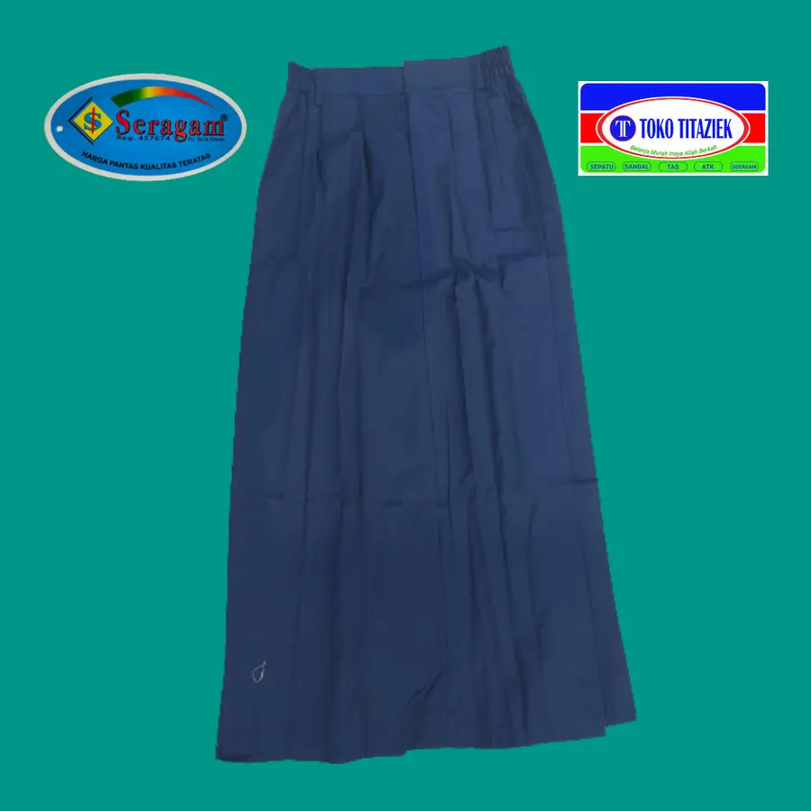 Rok SMP Biru Rempel Panjang Merek Seragam